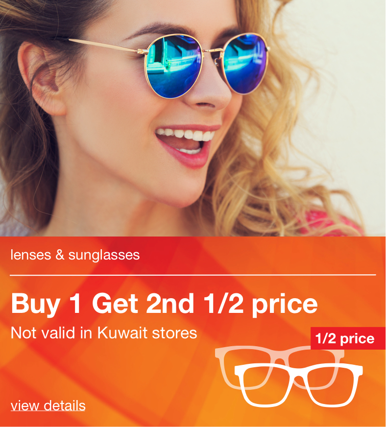 Lenses and sunglasses Buy 1 Get 2nd 1/2 price | Vision Express Middle East